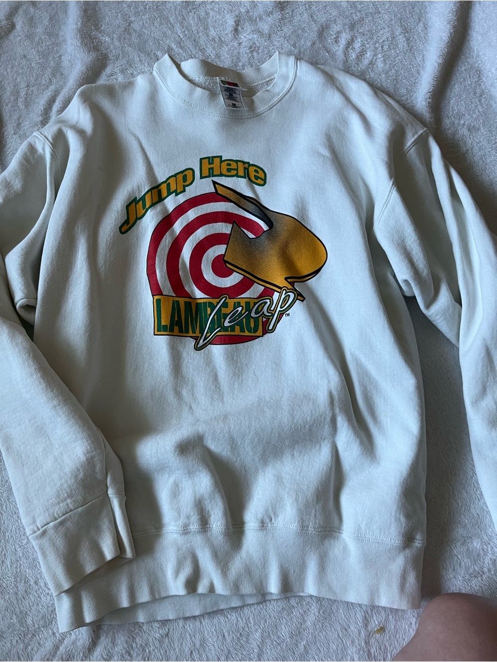 Fruit of the Loom White Crewneck Sweatshirt with Lambeau leap